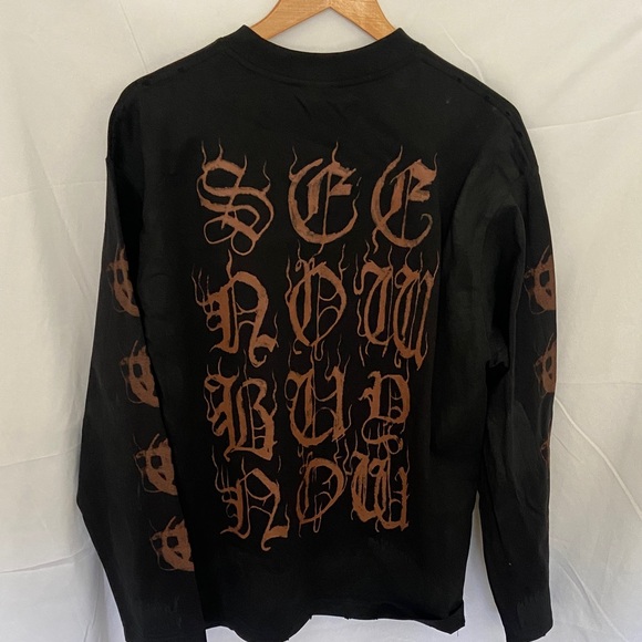 Balenciaga Black Long Sleeve Tee with Brown Print - Picture 2 of 5